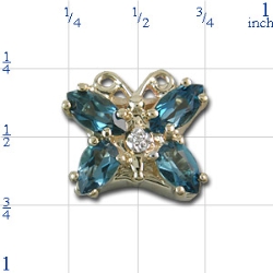 N360 14K MQ/PS BLUE TOPAZ 1 DIAMOND SLIDE 